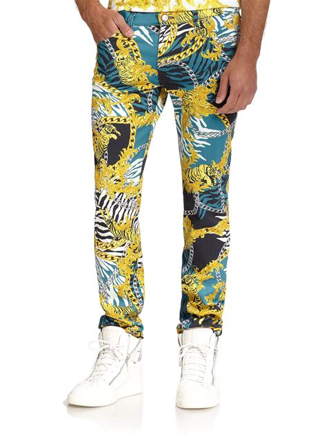 versace print jeans